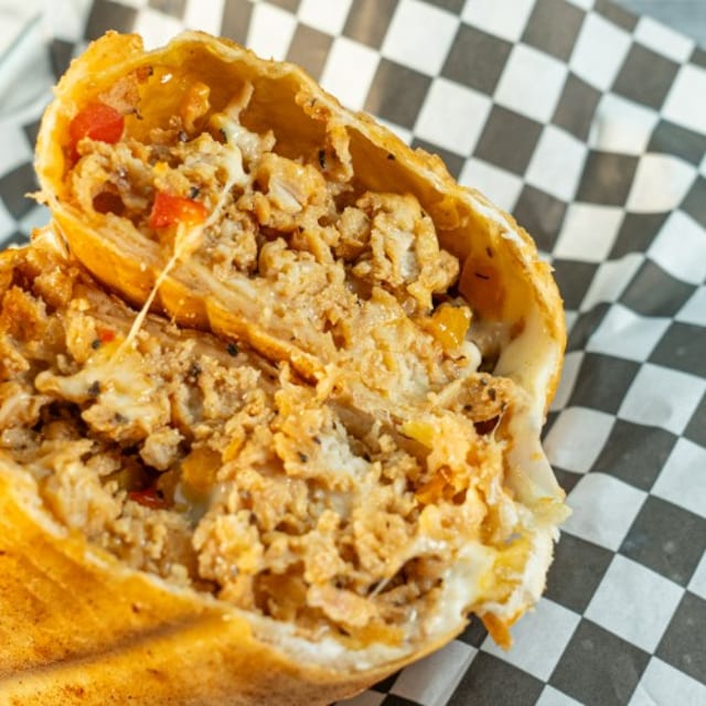 Chicken Cheese Steak Burrito.